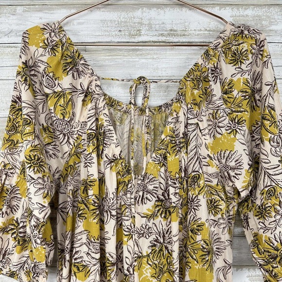 Anthropologie Daily Practice Mollie Tunic Floral Dress Boho Peasant Sleeve Large - Picture 8 of 16